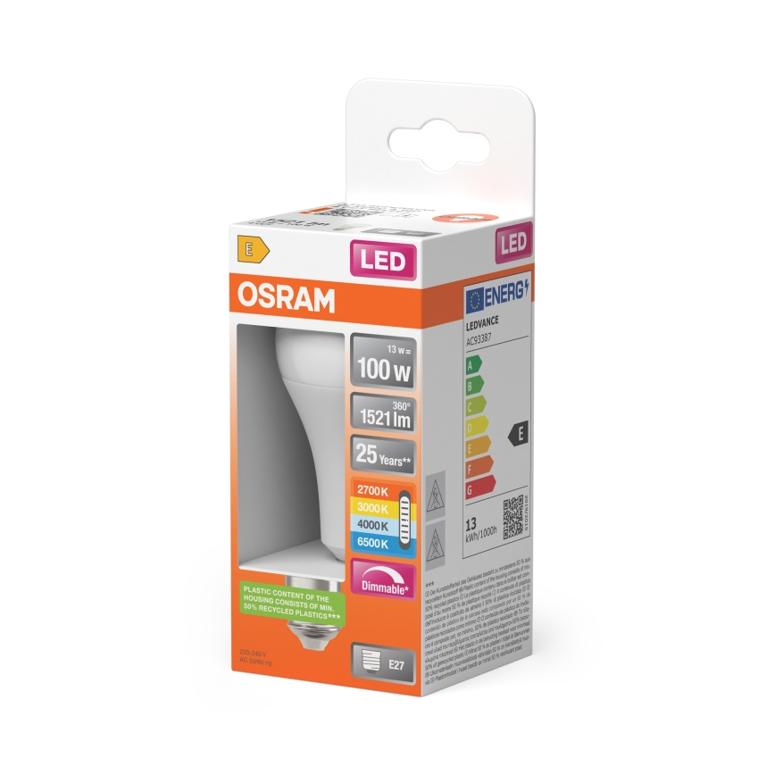 Dimbare LED-lamp CLASSIC A60 E27/13W/230V 2700/3000/4000/6500K - Osram
