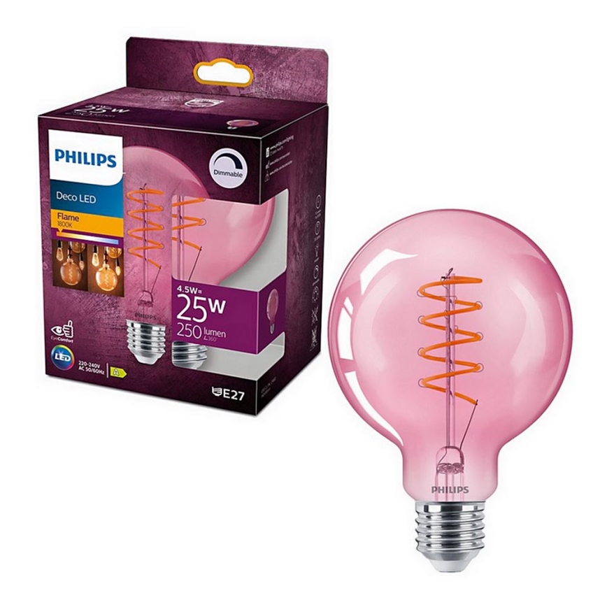 Dimbare LED Lamp DECO Philips G93 E27/4,5W/230V 1800K