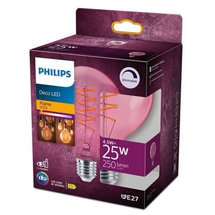 Dimbare LED Lamp DECO Philips G93 E27/4,5W/230V 1800K