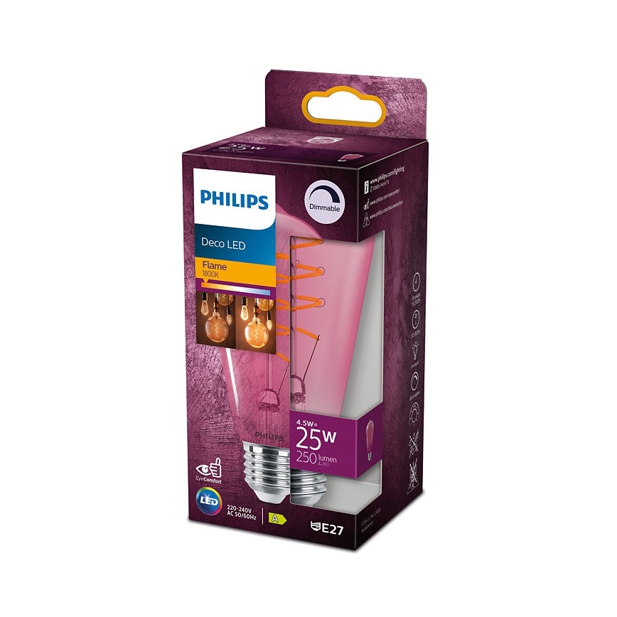 Dimbare LED Lamp DECO Philips ST64 E27/4,5W/230V 1800K