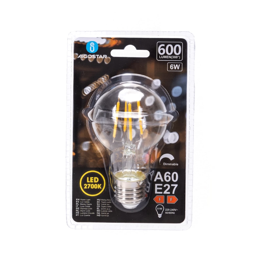 Dimbare LED-lamp FILAMENT A60 E27/6W/230V 2700K - Aigostar