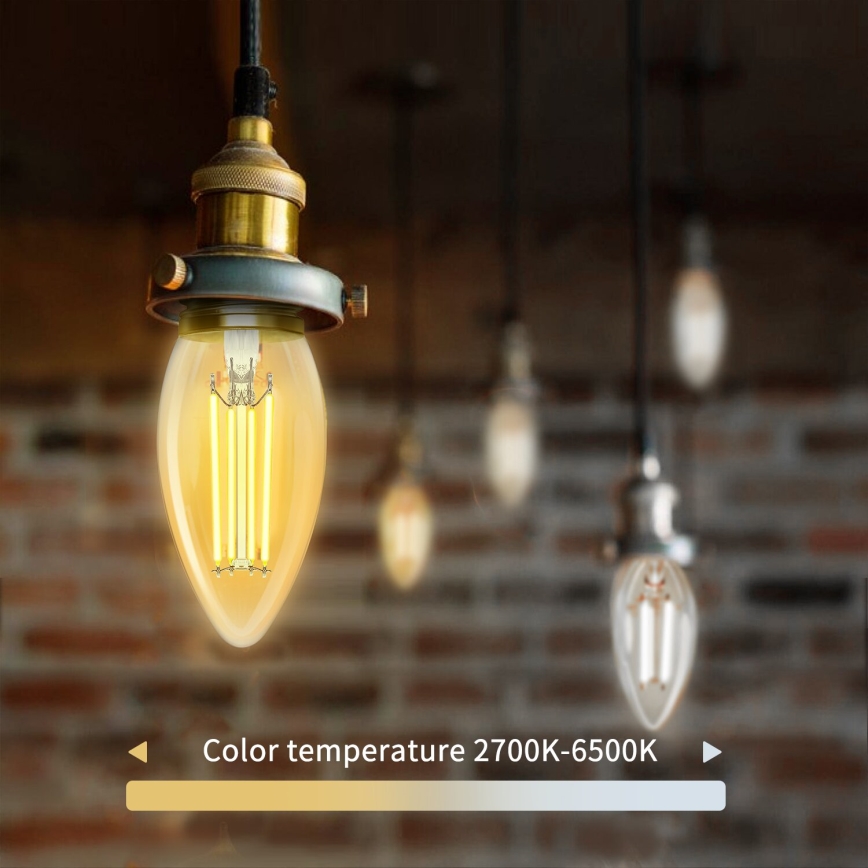Dimbare LED Lamp FILAMENT C35 E14/4,5W/230V 2700-6500K Wi-Fi - Aigostar