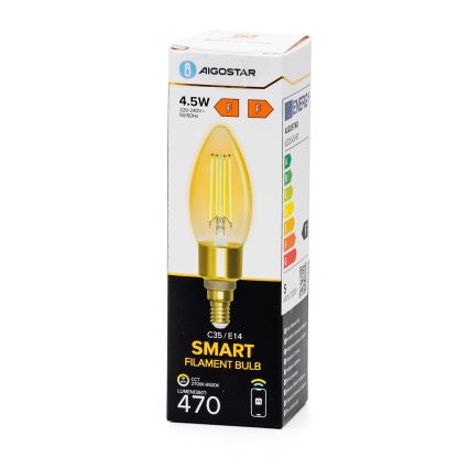 Dimbare LED Lamp FILAMENT C35 E14/4,5W/230V 2700-6500K Wi-Fi - Aigostar