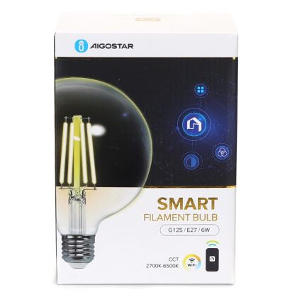 Dimbare LED Lamp FILAMENT G125 E27/6W/230V 2700-6500K Wi-Fi - Aigostar