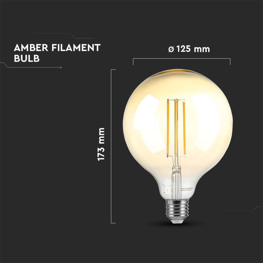Dimbare LED Lamp FILAMENT G125 E27/8W/230V 2200K