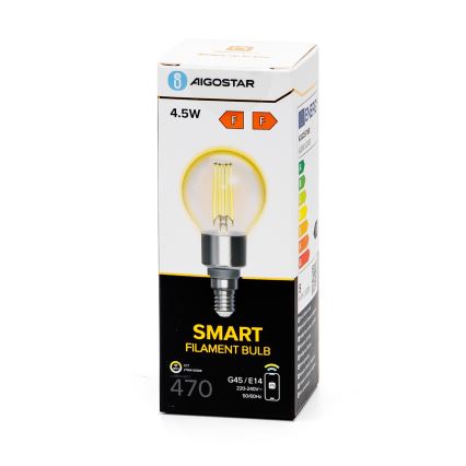 Dimbare LED Lamp FILAMENT G45 E14/4,5W/230V 2700-6500K Wi-Fi - Aigostar