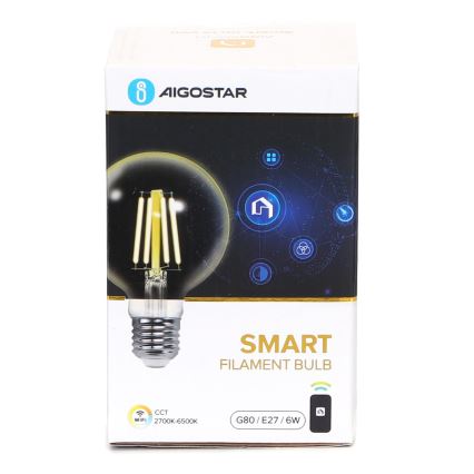 Dimbare LED Lamp FILAMENT G80 E27/6W/230V 2700-6500K Wi-Fi - Aigostar