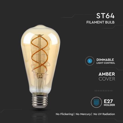 Dimbare LED Lamp  FILAMENT ST64 E27/4,8W/230V 1800K