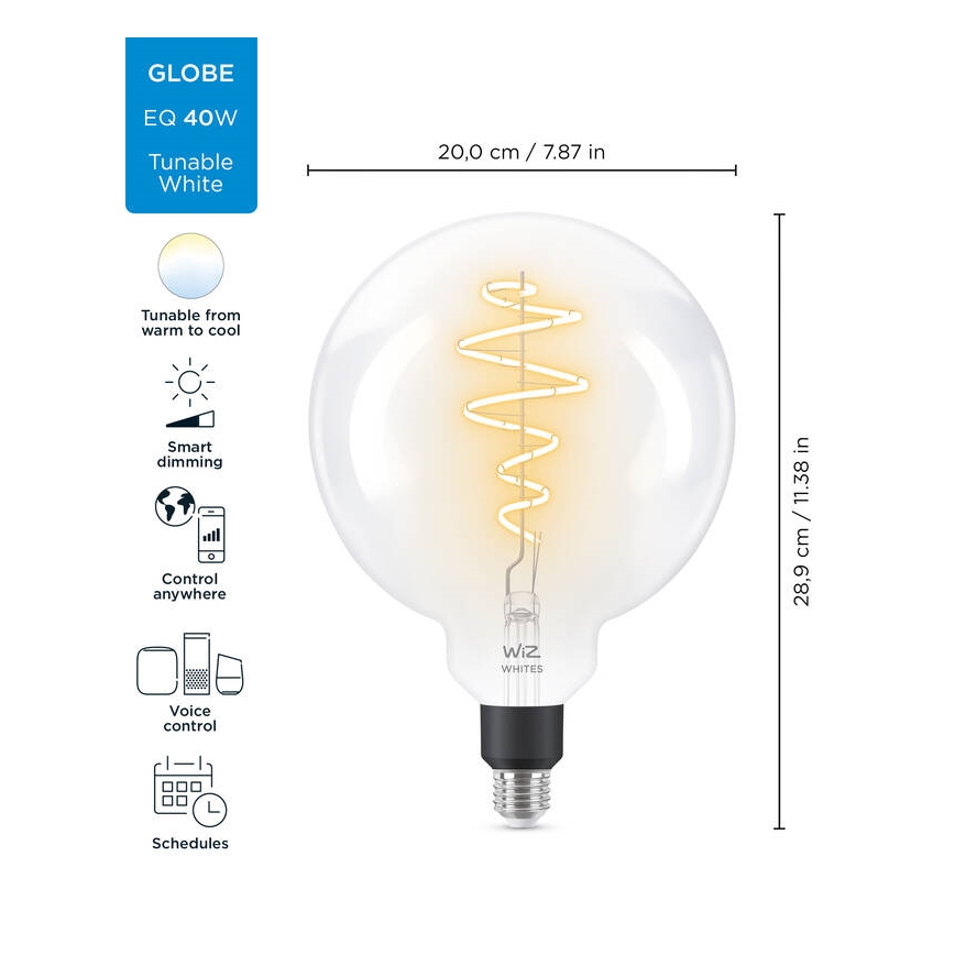Dimbare LED Lamp FILAMENT G200 E27/6,5W/230V 2700-6500K CRI 90 Wi-Fi - WiZ