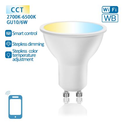 Dimbare LED Lamp GU10/6W/230V 2700-6500K Wi-Fi - Aigostar