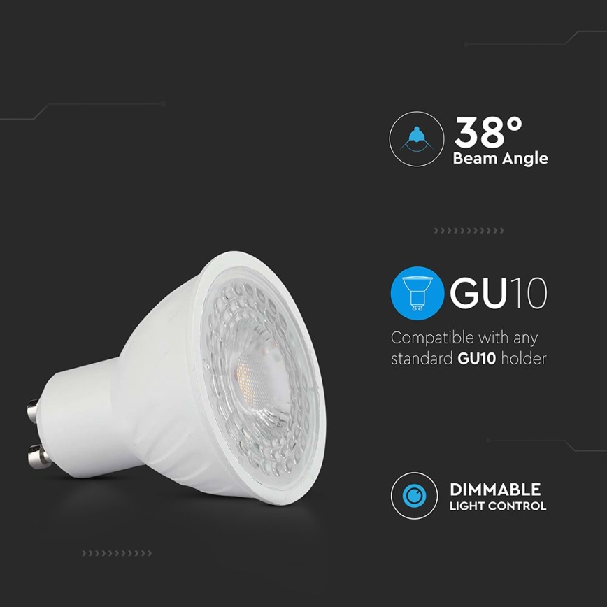 Dimbare LED Lamp GU10/6W/230V 6500K 38°