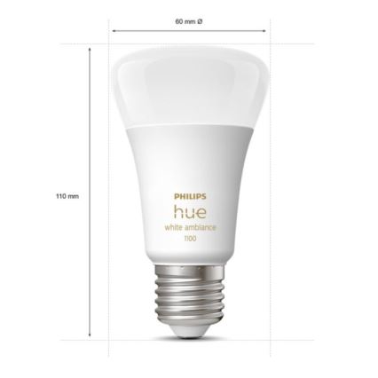 Dimbare LED Lamp Philips Hue WHITE AMBIANCE E27/8W/230V 2200-6500K