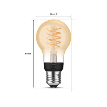 Dimbare LED Lamp Philips Hue WHITE FILAMENT A60 E27/7W/230V 2100K