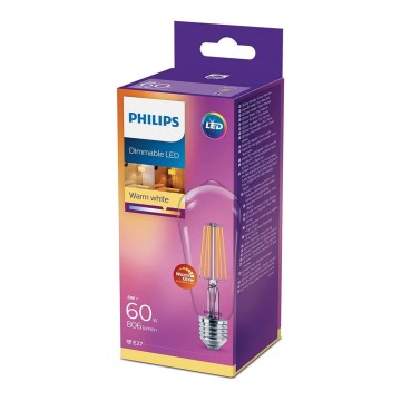 Dimbare LED Lamp Philips Warm Glow E27/8W/230V 2200-2700K
