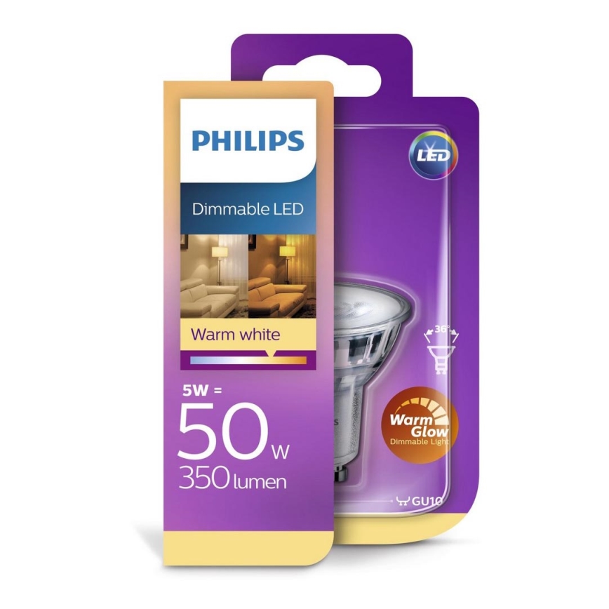 Dimbare LED Lamp Philips Warm Glow GU10/5W/230V 2200-2700K