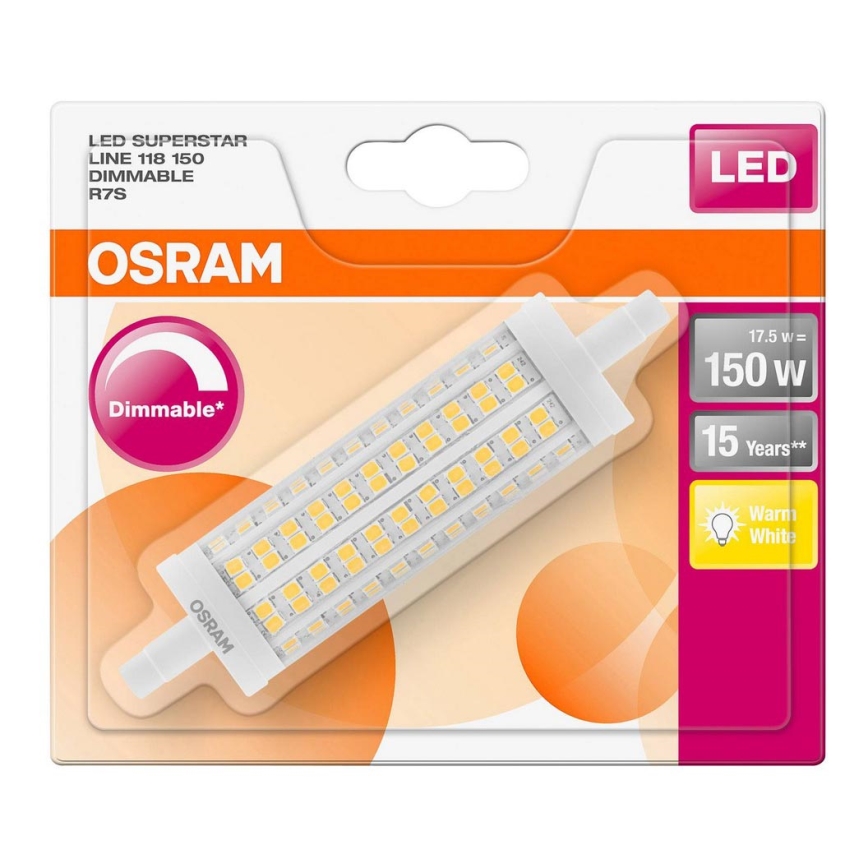 Dimbare LED Lamp R7s/17,5W/230V 2700K - Osram 188 mm