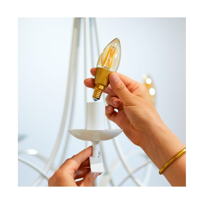 Dimbare LED Lamp VINTAGE FILAMENT C35 E14/4,9W/230V 2000-5000K CRI 90 Wi-Fi - WiZ