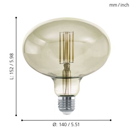 Dimbare LED Lamp VINTAGE E27/4W/230V 3000K - Eglo 12599