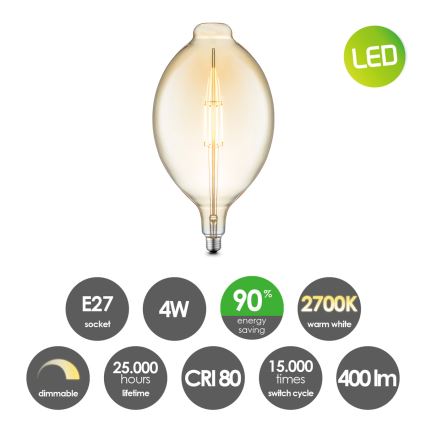 Dimbare LED Lamp VINTAGE EDISON E27/4W/230V 2700K