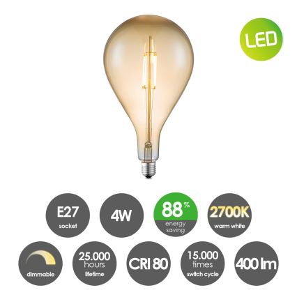 Dimbare LED Lamp VINTAGE EDISON E27/4W/230V 2700K