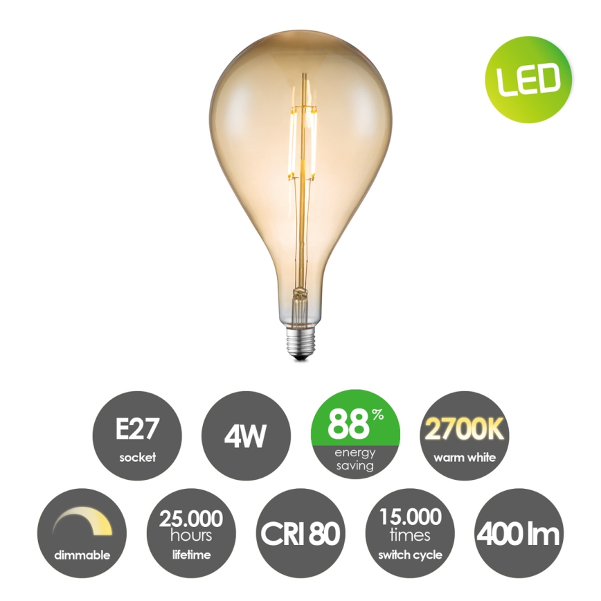 Dimbare LED Lamp VINTAGE EDISON E27/4W/230V 2700K