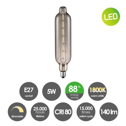 Dimbare LED Lamp VINTAGE EDISON E27/5W/230V 1800K