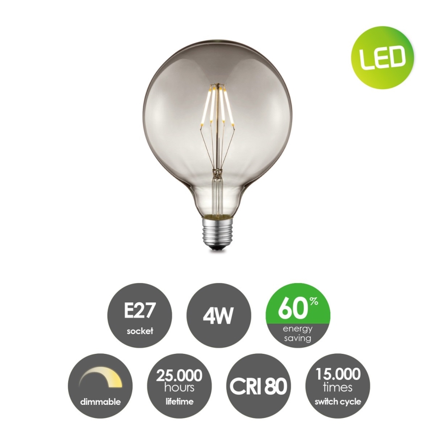 Dimbare LED Lamp VINTAGE EDISON G125 E27/4W/230V 2700K