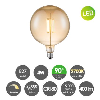 Dimbare LED Lamp VINTAGE EDISON G180 E27/4W/230V 2700K