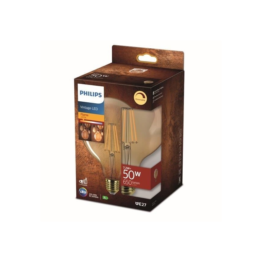 Dimbare LED Lamp VINTAGE Philips G125 E27/7,2W/230V 2200K