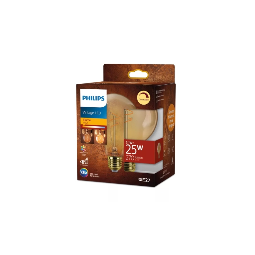 Dimbare LED-lamp VINTAGE Philips G95 E27/3,1W/230V 1800K
