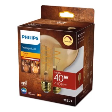 Dimbare LED Lamp VINTAGE Philips G95 E27/5,5W/230V 2200K