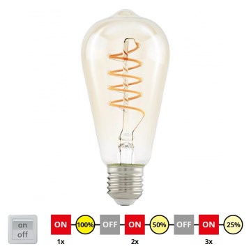 Dimbare LED Lamp VINTAGE ST64 E27/4W/230V 2200K - STEPDIMMING - Eglo 12522