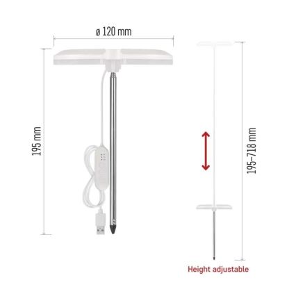 Dimbare LED-lamp voor binnenkweek van planten GROW LED/8W/5V