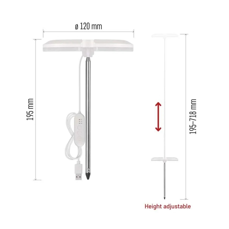 Dimbare LED-lamp voor binnenkweek van planten GROW LED/8W/5V