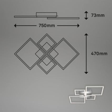 Dimbare LED-plafondlamp 42W/230V 3000K mat chroom