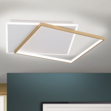 Dimbare LED Plafondlamp EMANUEL LED/50W/230V wit/goud