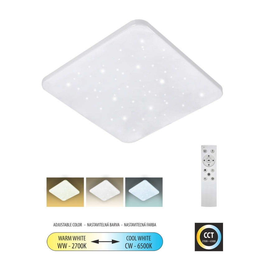 Dimbare LED plafondlamp FLORA LED/36W/230V 2700-6500K 43x43 cm + afstandsbediening