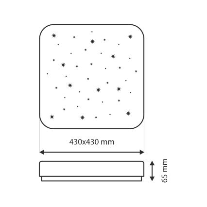 Dimbare LED plafondlamp FLORA LED/36W/230V 2700-6500K 43x43 cm + afstandsbediening