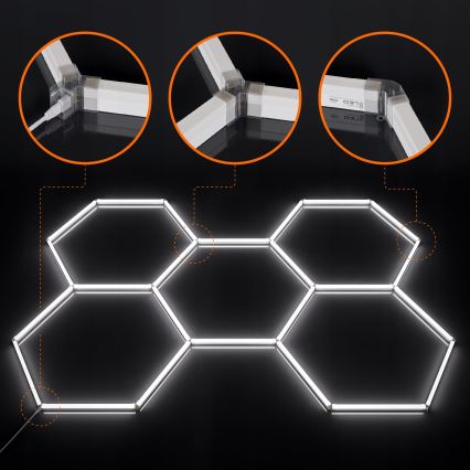 Dimbare LED plafondlamp HEXAGON LED/240W/85-265V 5000K 298x209 cm CRI 90 IP54 wit