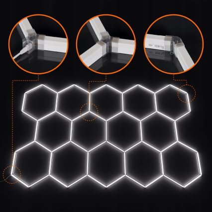 Dimbare LED-plafondlamp HEXAGON LED/570W/85-265V 5000K 522x298 cm CRI 90 IP54 wit