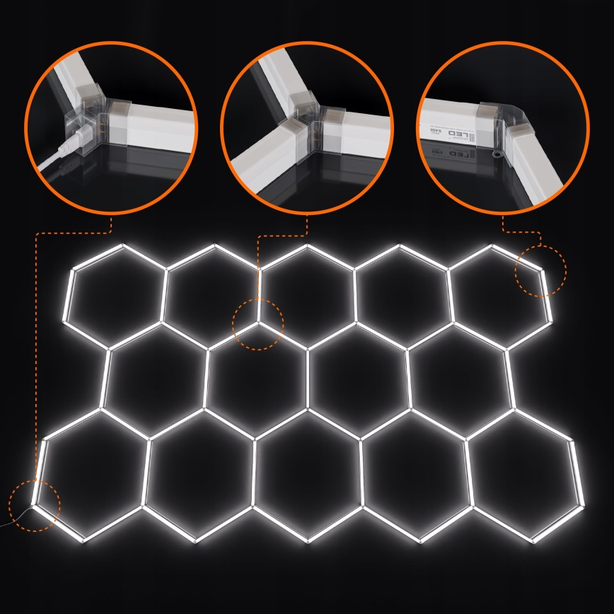 Dimbare LED-plafondlamp HEXAGON LED/570W/85-265V 5000K 522x298 cm CRI 90 IP54 wit