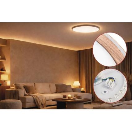 LED-dimbare plafondlamp ILVI LED/30W/230V 2700-6500K Ø 40 cm houtdecor + afstandsbediening