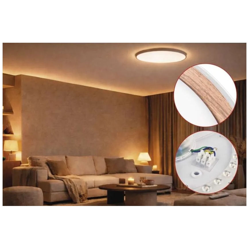 LED-dimbare plafondlamp ILVI LED/30W/230V 2700–6500 K Ø 40 cm wit/beige + afstandsbediening