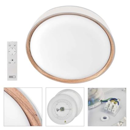 LED-dimbare plafondlamp ILVI LED/30W/230V 2700–6500 K Ø 40 cm wit/beige + afstandsbediening