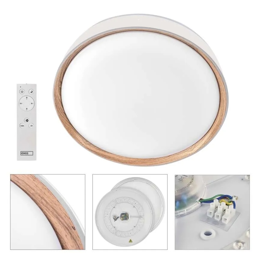 LED-dimbare plafondlamp ILVI LED/30W/230V 2700–6500 K Ø 40 cm wit/beige + afstandsbediening
