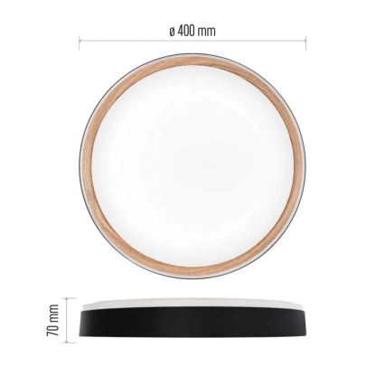 Dimbare LED-plafondlamp ILVI LED/30W/230V 2700-6500K Ø 40 cm zwart/beige + afstandsbediening
