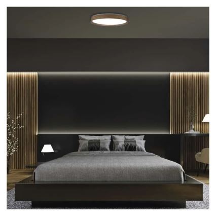 LED-dimbare plafondlamp ILVI LED/45W/230V 2700-6500K Ø 50 cm houtdecor + afstandsbediening
