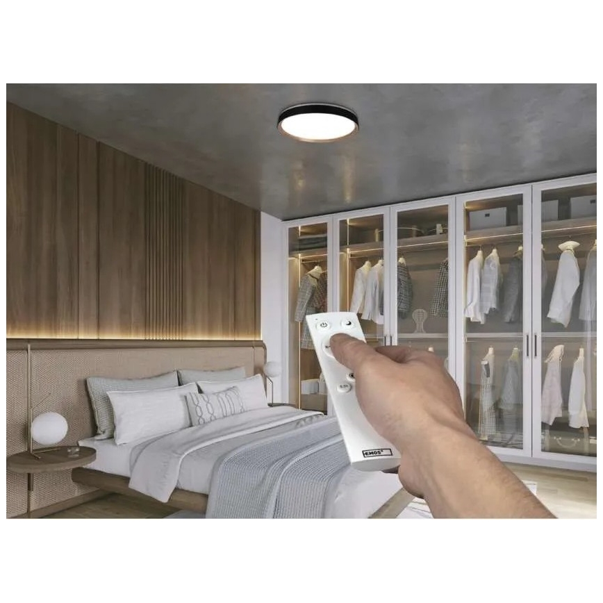 LED dimbare plafondlamp ILVI LED/45W/230V 2700-6500K Ø 50 cm zwart/beige + afstandsbediening