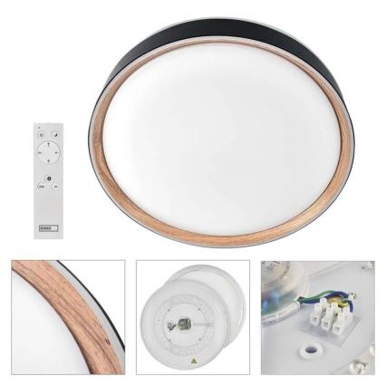 LED dimbare plafondlamp ILVI LED/45W/230V 2700-6500K Ø 50 cm zwart/beige + afstandsbediening