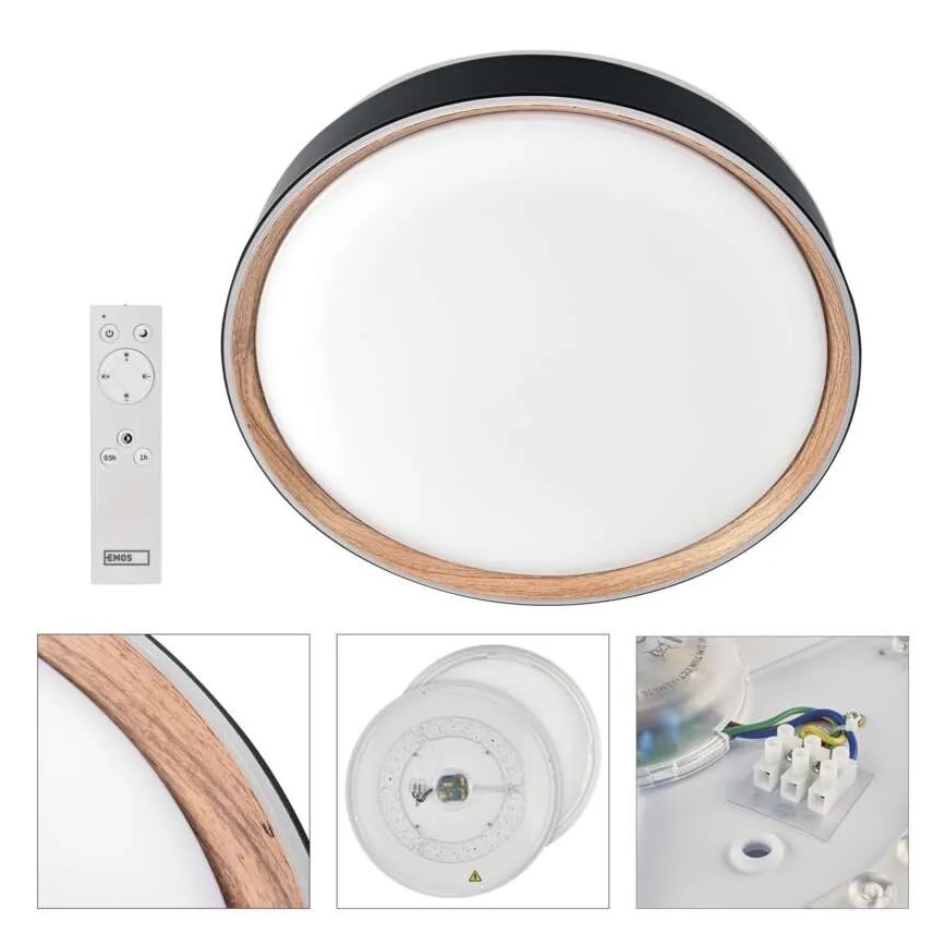 LED dimbare plafondlamp ILVI LED/45W/230V 2700-6500K Ø 50 cm zwart/beige + afstandsbediening
